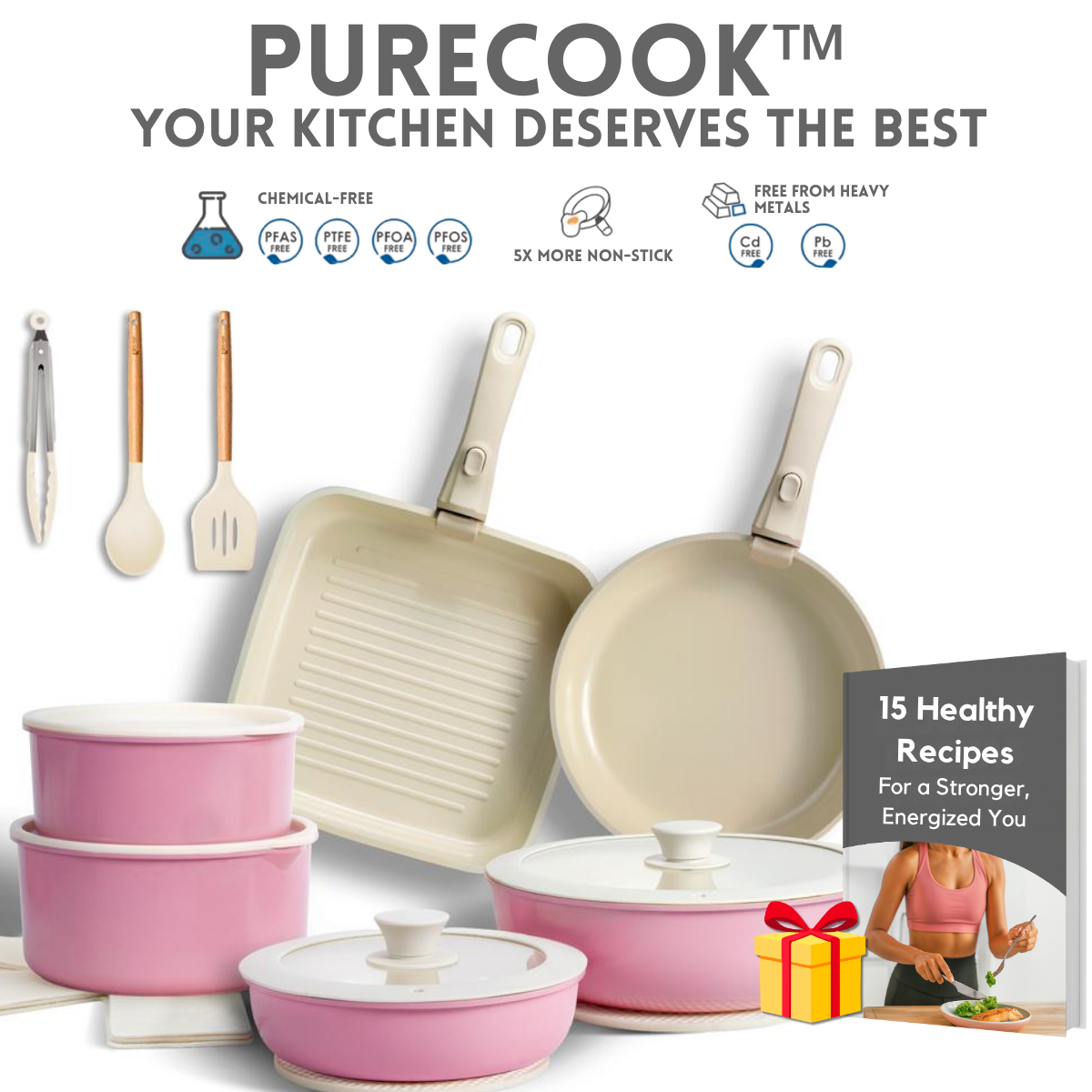 PureCook™ Ceramic Cookware Set – 22-Piece Edition