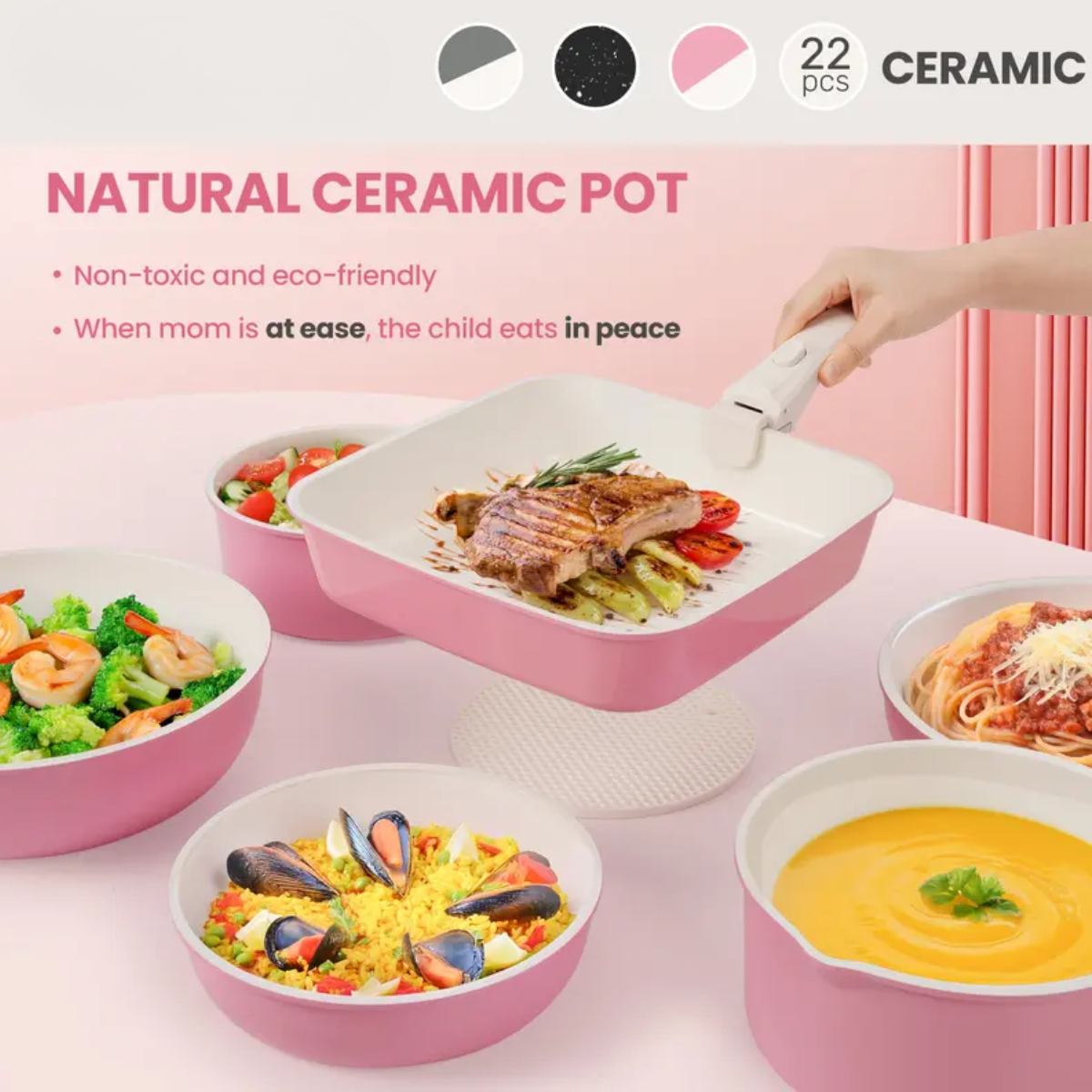 PureCook™ Ceramic Cookware Set – 22-Piece Edition