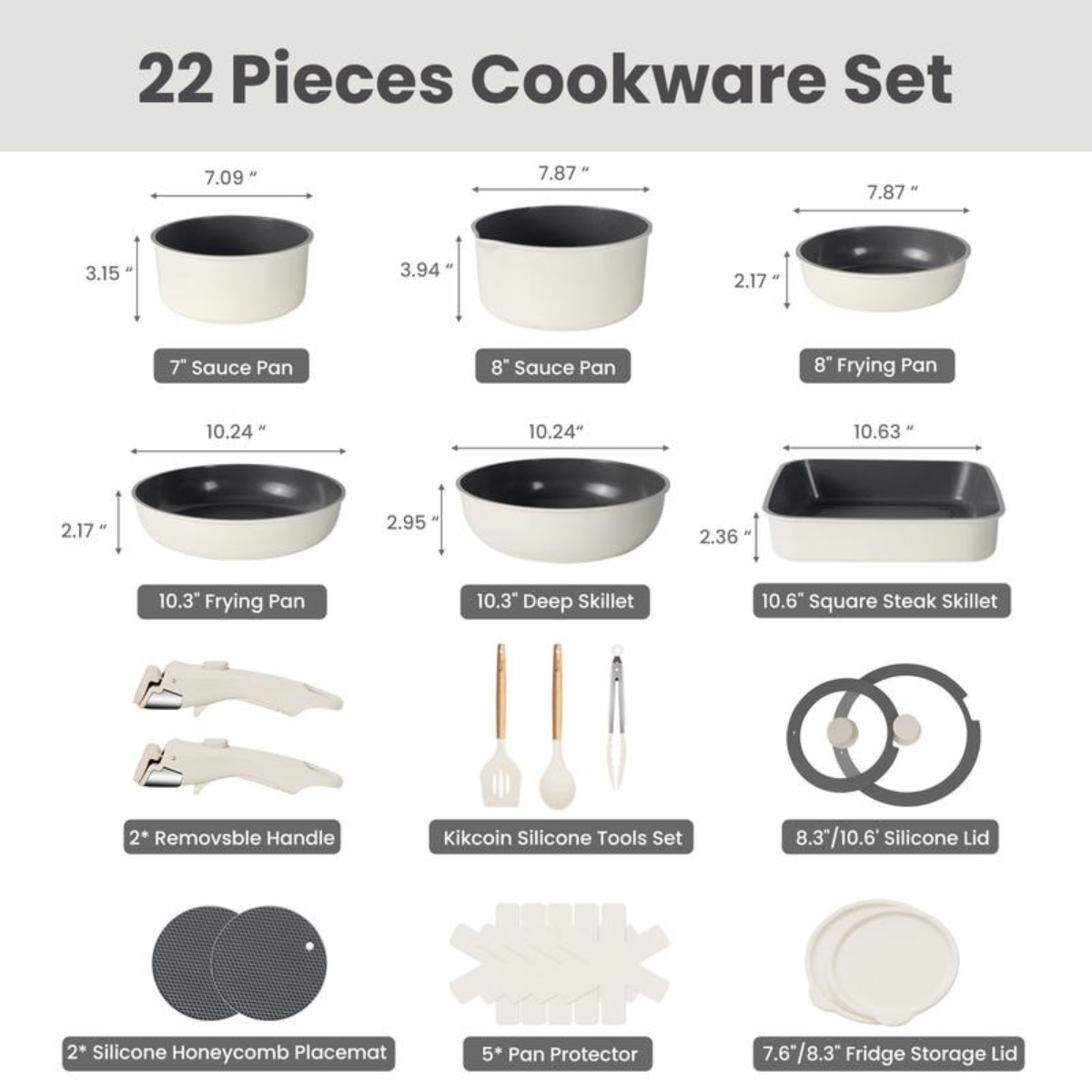 PureCook™ Ceramic Cookware Set – 22-Piece Edition
